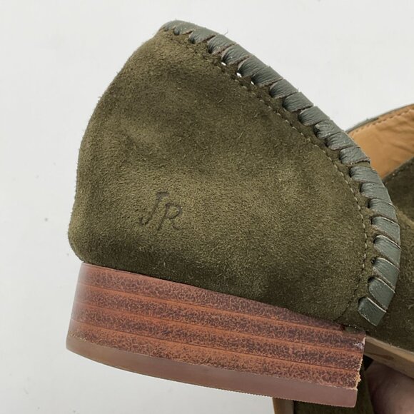 Jack Rogers Avery Olive Green Leather Suede Low Ankle Booties 7M - Picture 9 of 10